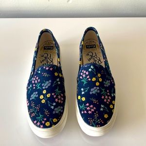 NWOT-Keds x Rifle Paper Co. Double Decker Petite Fleurs Indigo Sneakers-Sz 9